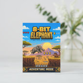 Carte Postale Éléphant, Rétro Pixel Art 8-Bit (Debout devant)