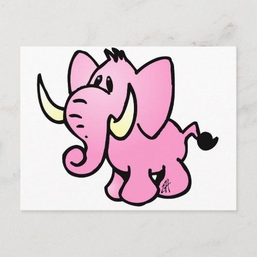 Carte Postale Eléphant rose (Devant)