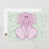 Carte Postale Eléphant rose Cutelyn Baby (Devant / Derrière)