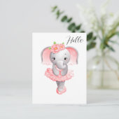 Carte Postale Eléphant rose et gris mou Ballerina (Debout devant)