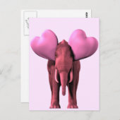 Carte Postale Eléphant rose romantique (Devant / Derrière)