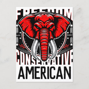 Carte Postale Eléphant rouge Faith Family Freedom Conservatric