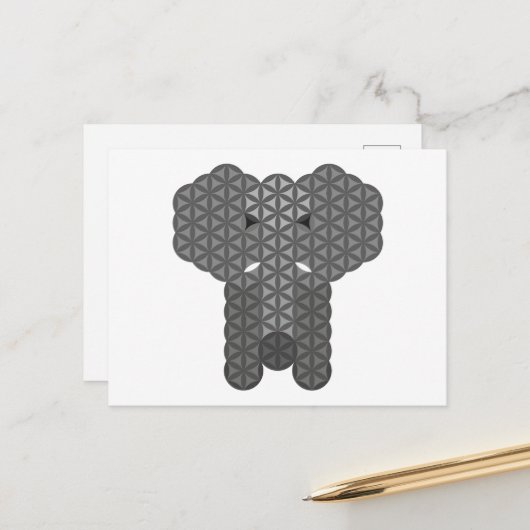 Carte Postale éléphant sacré - éléphant de la vie. (Devant/Arrière en situation)