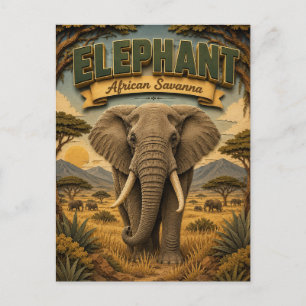 Carte Postale Éléphant Savane Africaine POPCUT