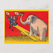 Carte Postale Eléphant sur la scie avec des enfants caméra (Devant)