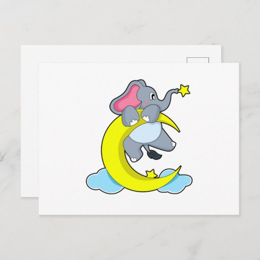 Carte Postale Eléphant sur les nuages (Devant / Derrière)