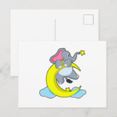 Carte Postale Éléphant sur nuages (Devant / Derrière)