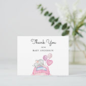 Carte Postale Elephant sur Pink Car Drive Par Baby shower (Debout devant)