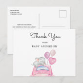 Carte Postale Elephant sur Pink Car Drive Par Baby shower (Devant / Derrière)
