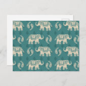 Carte Postale Elephant Teal Caravan Pattern (Devant / Derrière)