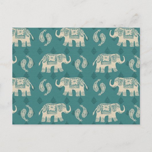 Carte Postale Elephant Teal Caravan Pattern (Devant)