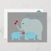 Carte postale Elephant Twins en Merci bleu (Devant / Derrière)
