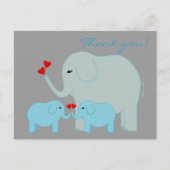 Carte postale Elephant Twins en Merci bleu (Devant)