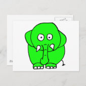 Carte Postale éléphant vert (Devant / Derrière)