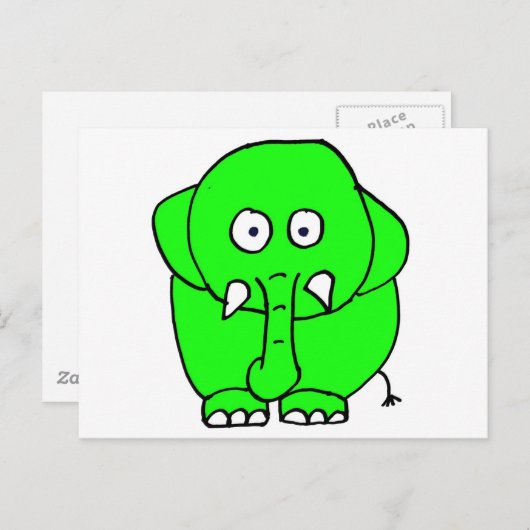 Carte Postale éléphant vert (Devant / Derrière)