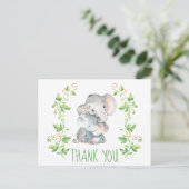 Carte Postale Elephant Zoo Animaux Baby shower Merci Note (Debout devant)