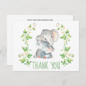 Carte Postale Elephant Zoo Animaux Baby shower Merci Note (Devant / Derrière)