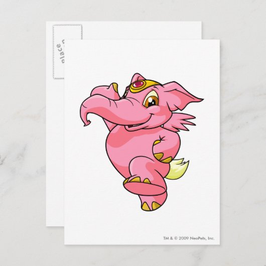 Carte Postale Elephante rose (Devant / Derrière)