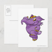 Carte Postale Eléphante violet (Devant / Derrière)