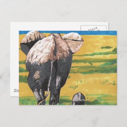 Carte Postale Éléphants (Devant / Derrière)
