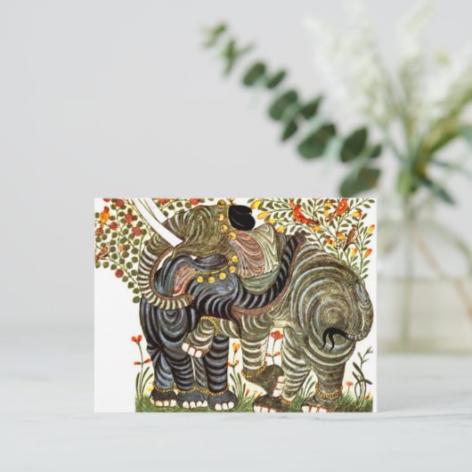 Carte Postale Eléphants affectueux, décorés (Debout devant)