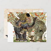 Carte Postale Eléphants affectueux, décorés (Devant / Derrière)