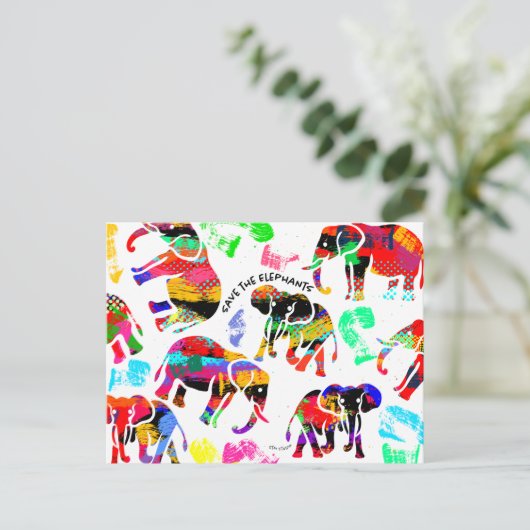 Carte postale Elephants Art (Debout devant)