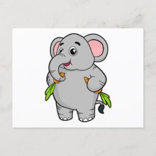 Carte Postale Éléphants avec des carottes