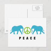 Carte Postale Eléphants avec paix (Devant / Derrière)