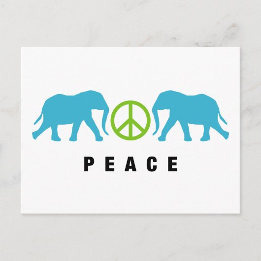 Carte Postale Eléphants avec paix (Devant)