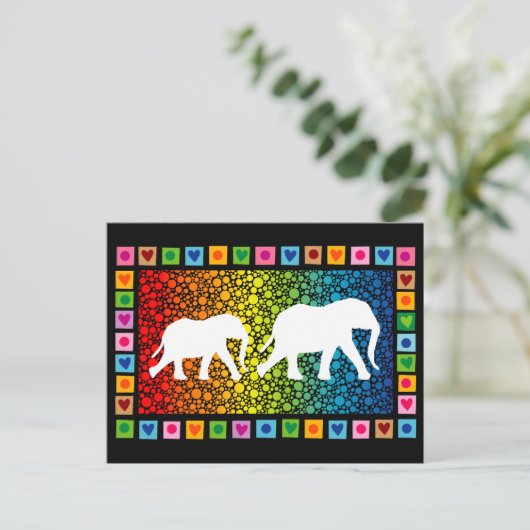 Carte Postale Eléphants blancs (Debout devant)