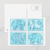 Carte Postale Eléphants bleus (Devant / Derrière)