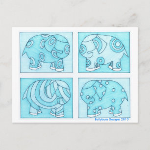 Carte Postale Eléphants bleus