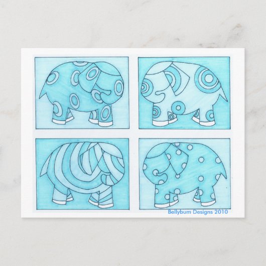 Carte Postale Eléphants bleus (Devant)