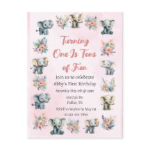 Elephants & Boho Jungle Fleurs sur Pink Anniversai