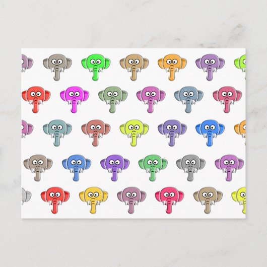 Carte Postale Eléphants colorés (Devant)