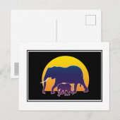 Carte Postale Eléphants couchés de soleil (Devant / Derrière)