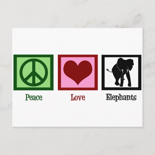Carte Postale Eléphants d'amour pour la paix (Devant)