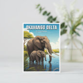 Carte Postale Eléphants dans le delta de l'Okavango Botswana (Debout devant)