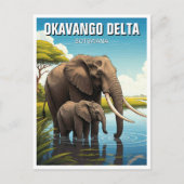 Carte Postale Eléphants dans le delta de l'Okavango Botswana (Devant)
