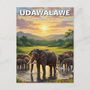 Carte Postale Eléphants dans le Parc national de Sri Lanka Udawa