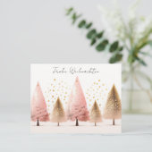 Carte Postale Éléphants de Noël dorés et roses (Debout devant)