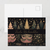 Carte Postale Éléphants de Noël dorés et verts (Devant / Derrière)