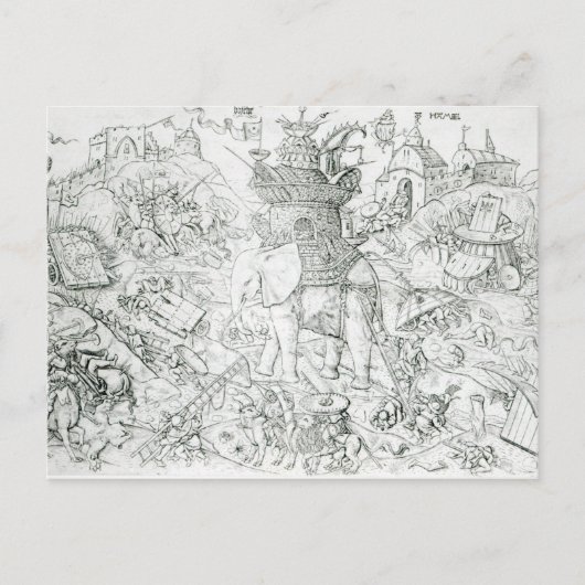 Carte Postale Eléphants en guerre (Devant)