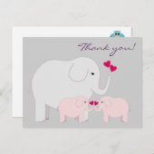 Carte postale Eléphants en Merci rose (Devant / Derrière)