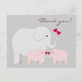 Carte postale Eléphants en Merci rose (Devant)