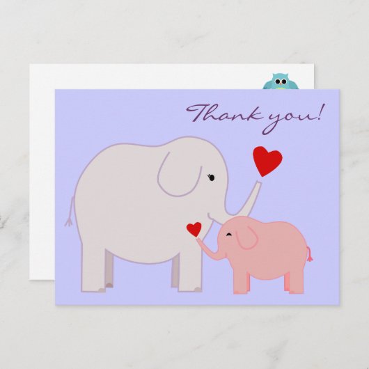 Carte postale Eléphants en Merci rose (Devant / Derrière)