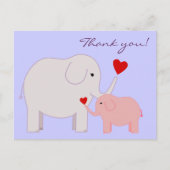 Carte postale Eléphants en Merci rose (Devant)