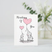 Carte Postale Eléphants fantaisistes "Penser à vous" (Debout devant)