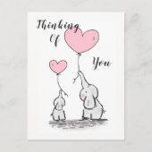 Carte Postale Eléphants fantaisistes "Penser à vous" (Devant)